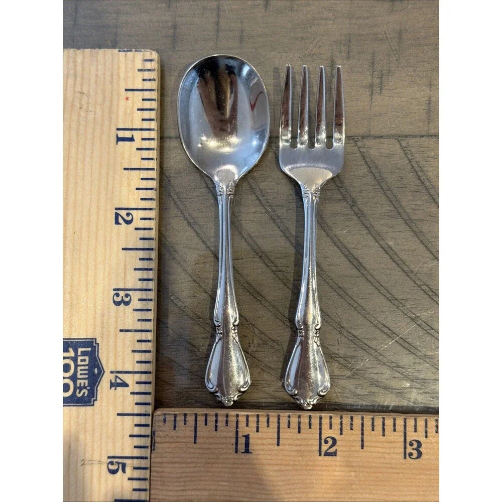 Oneida Toddletime Stainless 2 Piece Set Toddler Baby Child Spoon Fork Flatware